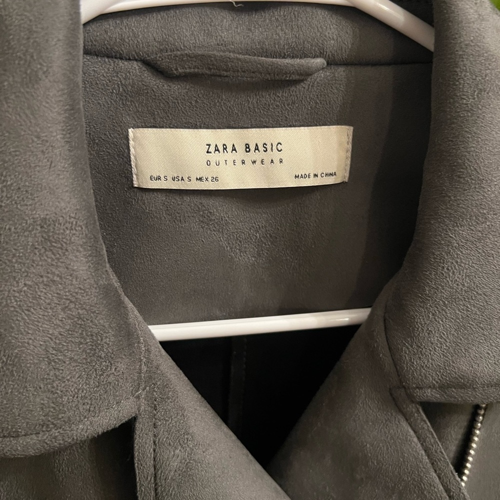 Zara Basic Grey Suede Moto Jacket Small - image 4